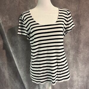 Lauren‎ Ralph Lauren Classic Black And White Striped T-shirt Women's XL